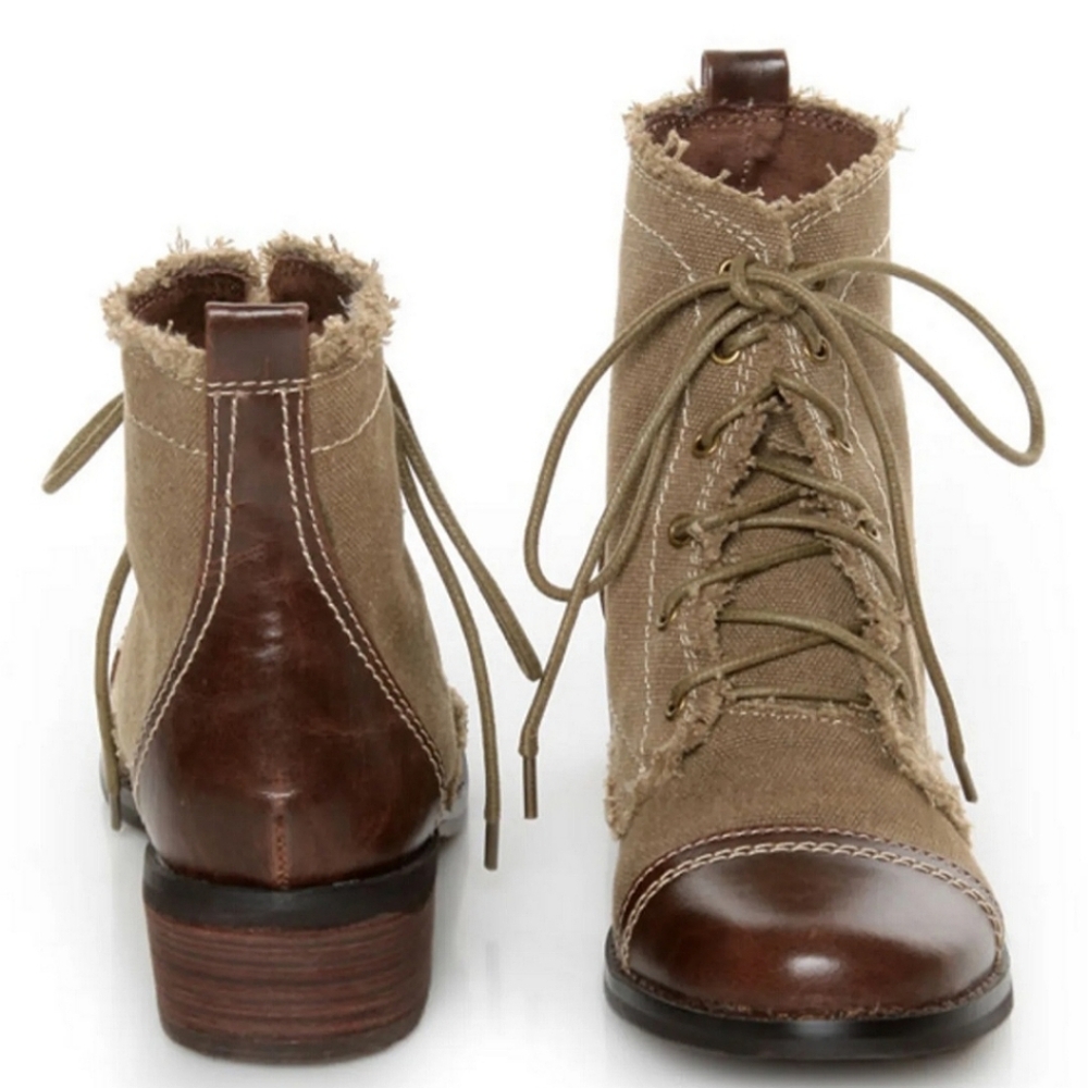 Sbicca Allman Vintage Collection Brown Two-Tone Lace-Up Ankle Boots